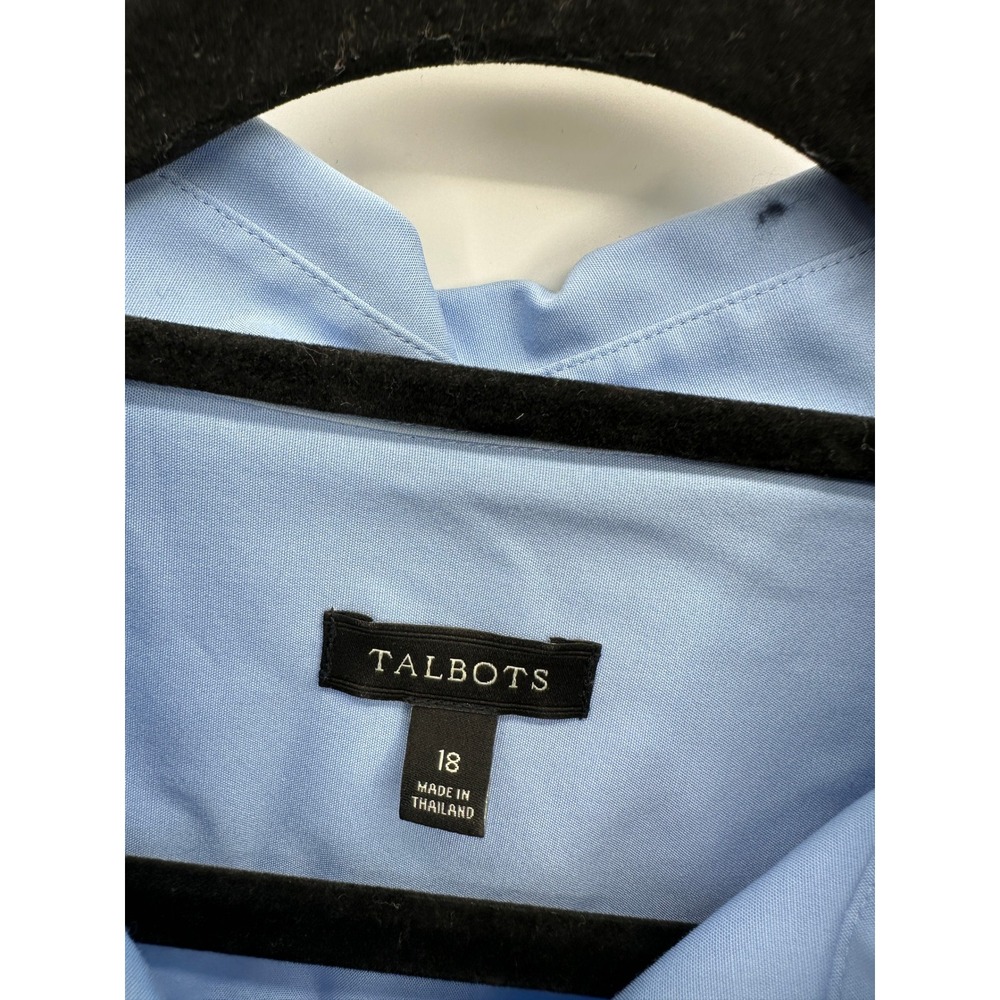 Talbots Womens Blue Button Down Dress Shirt Sz 18 Career Office Workwear Minimal - Picture 6 of 7